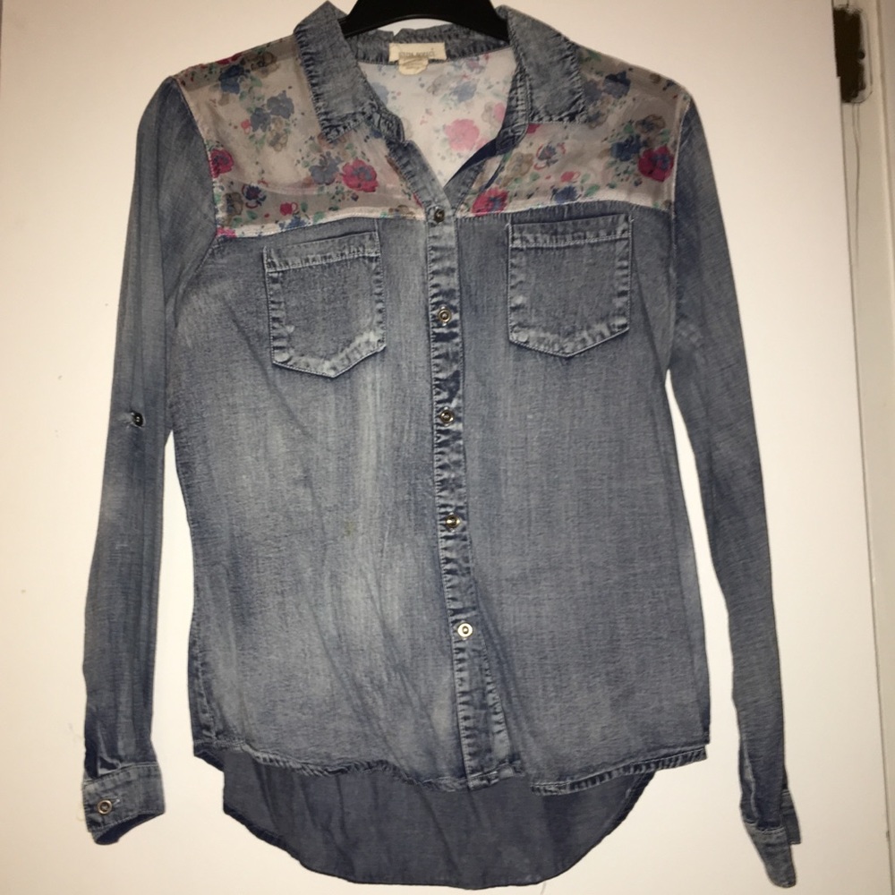 Denim Look Button Down